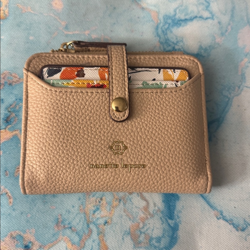 Nanette Lepore Beige Textured Wallet + Card Holder